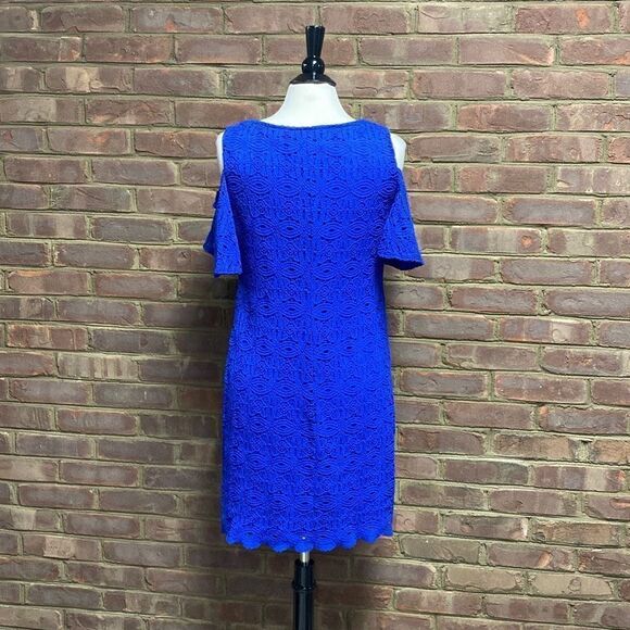 Ronni Nicole Royal Blue Cold Shoulder Lace Dress Size Small - Picture 4 of 7